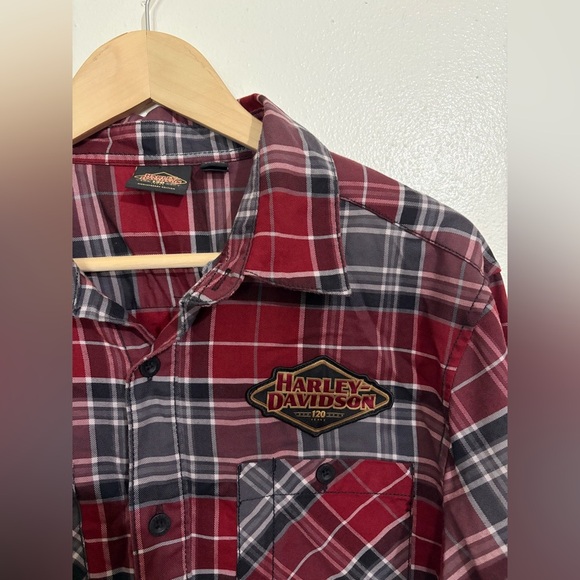NWOT Men’s Harley Davidson 120th Anniversary Flannel Plaid Shirt - Picture 3 of 7